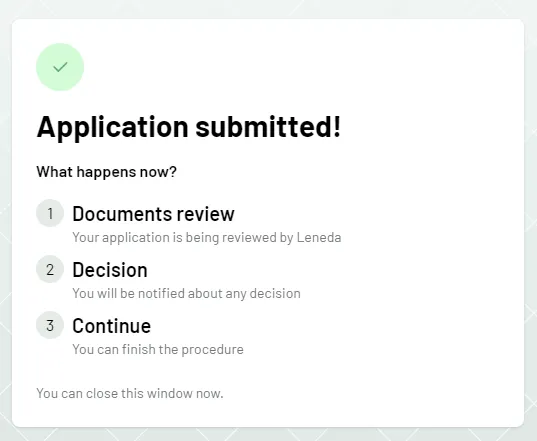 step 12 - application submitted